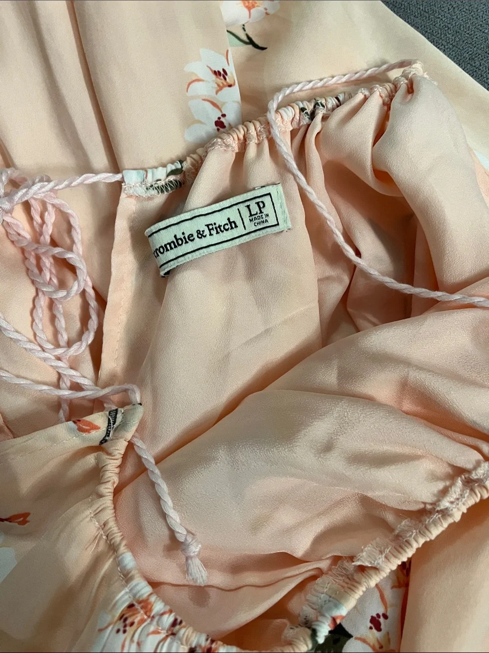 Abercrombie & Fitch Peach Floral Spaghetti-Strap Maxi Dress